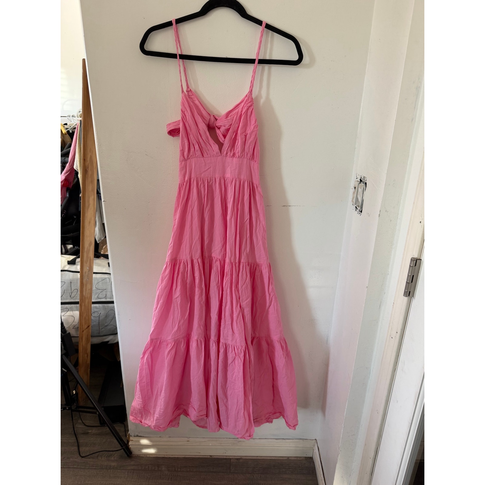 Shop Neighbor Maxi Dress V-Neck Ruffle Fit & Flare Pink Size Small